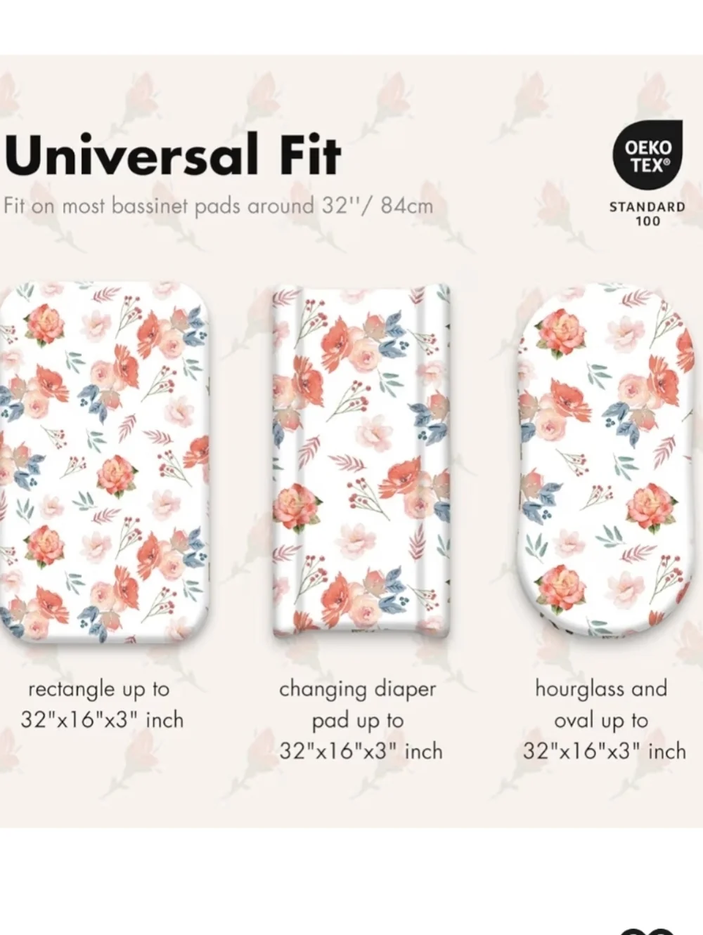 Gilquen Baby Floral Bassinet Sheet Set - Pink & White